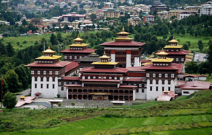 Bhutan — Thimphu Dzong monastery in the Himalayas